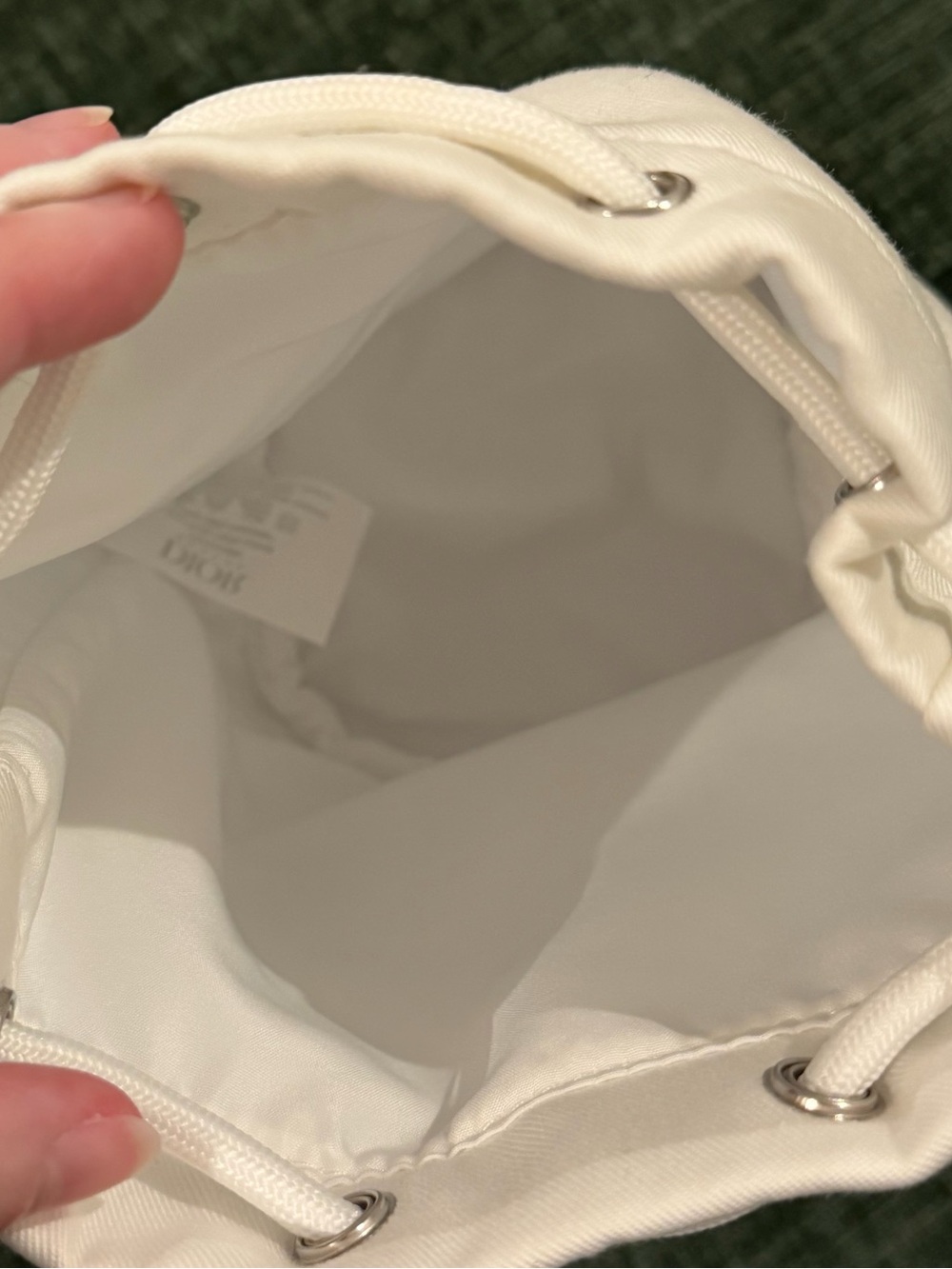 Dior Cream Drawstring Logo Pouch - Picture 3 of 3